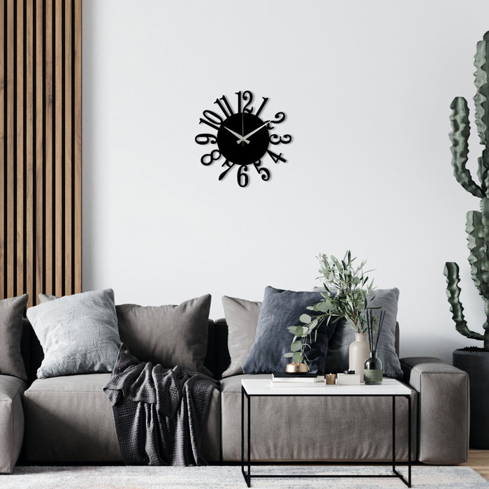 Wallity Enzoclock - S005 Reloj de pared decorativo de metal negro